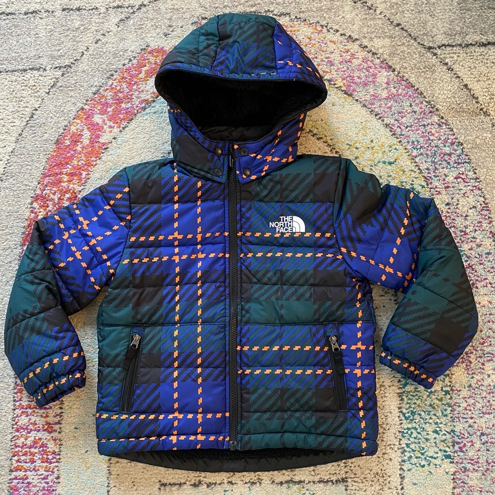 The North Face Kids' Mt. Chimbo Reversible Hooded Jacket Ponderosa Plaid 7-8